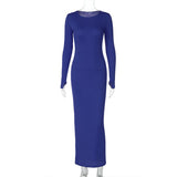 Women Dresses Spring Slim-Fitting round Neck Long Cuff Dress