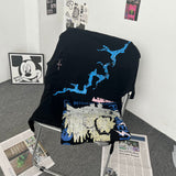 Mens T-shirts Travis Scott Cactus Jack X Fragment Design Letter Pattern Short Sleeves