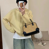 Women Knitted Pullover Fall Winter Hooded Pullover Sweater Casual Loose Sweater