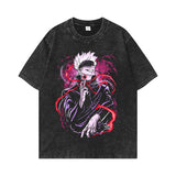 Retro washed old cotton t-shirt men's ONE PIECE loose short sleeves