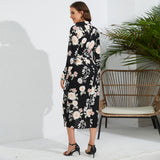 Women Date Dress Autumn and Winter Leisure Blouse Collar Dress Long Dress
