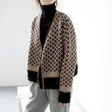 Women Knitted Cardigan Vintage Autumn and Winter Knitting Cardigan V-neck Baggy Coat Sweater