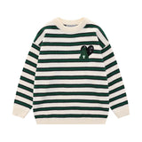 Unisex Sweater Autumn Striped Love Embroidered Sweater