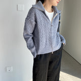 Women Cardigan Sweater Autumn Sweater Cardigan Zipper Turn-down Collar Coat Q625