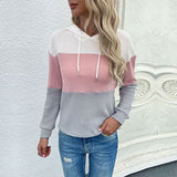 Women Knitted Sweater Autumn Casual Women's Clothing Long Sleeve Color Matching Hoodie Knitted