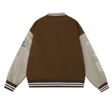 Men Jacket Coat Embroidered Letter Baseball Uniform Jacket Men's PU Leather Stitching Jacket