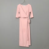 Women Dresses V-neck Lace-up Bowknot Half Sleeve Dress