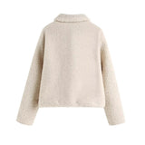 Women Jacket Autumn and Winter Leisure Fleece Short Jacket Lapel Furry Coat