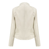 Red Leather Jacket Pu Lapel Women's Slim-Fit Leather Coat Short Jacket