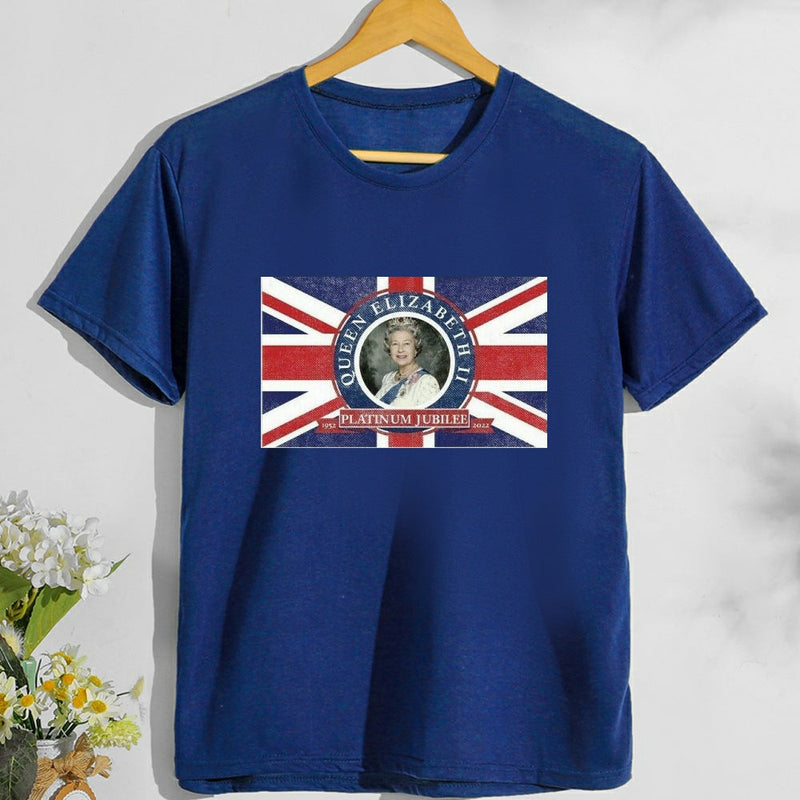 Inspired by Queen's Platinum Jubilee 2022 Elizabeth 70 Years T-shirt Printed Character Top T-shirt with Short Sleeves plus Size