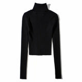 Women Sweater Knitwear Fall Base Knitwear High Neck Short Lightweight Sweater