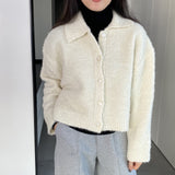Women Cardigan Sweater Spring Sweater Cardigan Wool Loose Button Lapel Y913