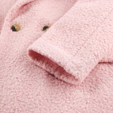 Women Trench Coat Woolen Thick Pink Lapel Coat Coat