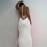 Women Dresses Summer Sexy Backless Self-Tie Dress