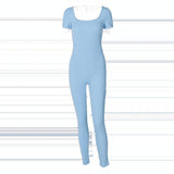 Women Jumpsuit Summer Backless Short Sleeve Jumpsuit (Hawthaw0412)