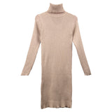 Women Dresses Autumn and Winter Turtleneck Black Knitted Dress