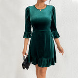 Women Dress Autumn and Winter round Neck Slim Fit Skirt
