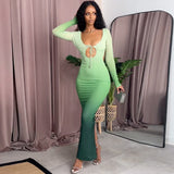 Women Dresses Autumn Sexy Hollow Backless Lace-up Long Sleeve Dress