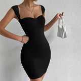 Women Dress Spring and Summer Sexy Nightclub Skirt Sleeveless Knitted Hip Spaghetti Straps Dress