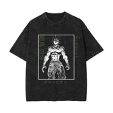 Washed cotton t-shirt Baki Hanma printed washed old short-sleeved t-shirt