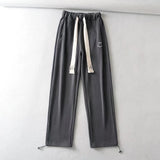Women Sweatpants Smiling Face Embroidery Loose Wide Leg Pants Casual Sweatpants