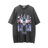 Men Vintage T-Shirt Devil Science Fiction Printed Short Sleeve T-shirt