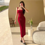 Women Dresses Spring Slim Fit Long Dress Sling Dress