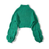Women Sweater Knitwear Autumn and Winter Turtleneck Puff Sleeve Thick Thread Sweater Loose Long Sleeve Sweater Top