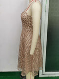 Women Evening Gown Sexy Retro Sequined Suspender Dress