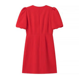 Women Dresses Summer round Neck Love Short Sleeve Dress Hollow Short Skirt (Xds0414)
