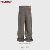 MIJKO Mens Vintage Pants Ripped Straight Jeans