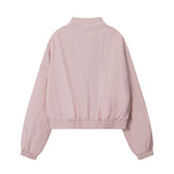 Women Jacket Striped Color Stitching Stand-Collar Jacket Autumn Casual Loose Jacket