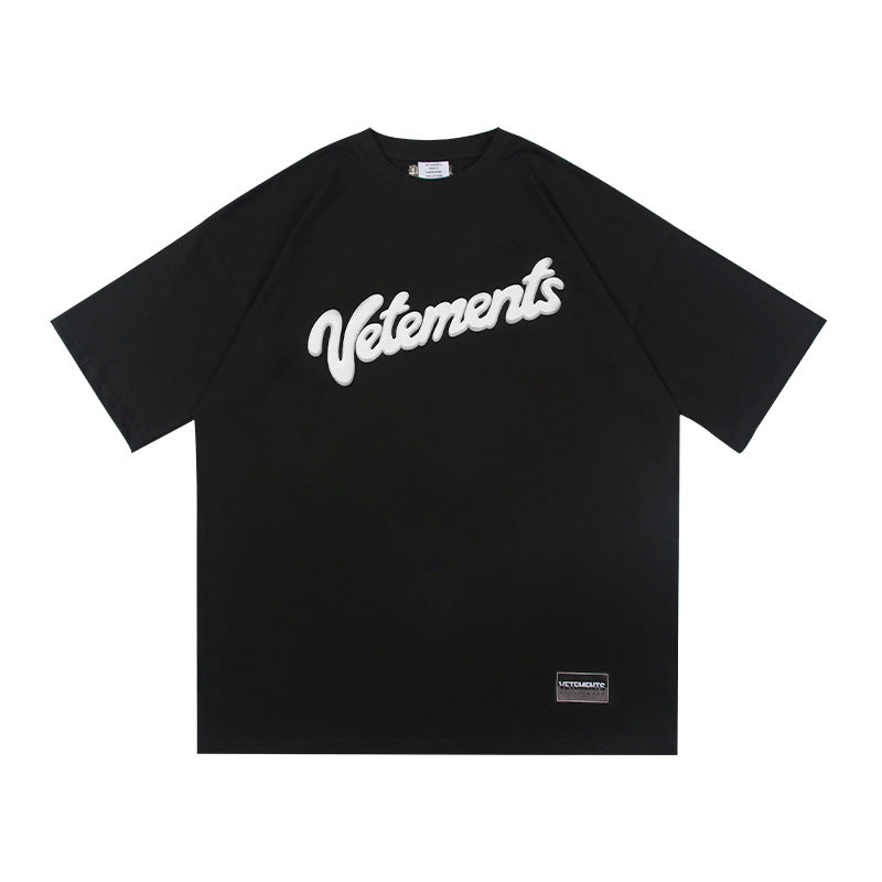 Vetements T Shirts Spring/Summer Foam VTM Letter Print Loose OS Short Sleeve T-shirt