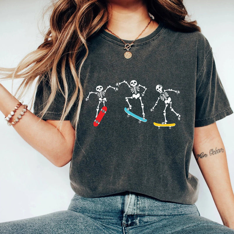 Washed Vintage Halloween Printed Street Tide T-Shirt