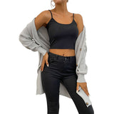 Women Knitted Sweater Autumn Gray Long Sleeves Long Hemlock Sweater