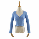 Women Sweater Knit Wear Spring and Autumn Double Zipper Knitted Cardigan Jacket