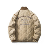 Unisex Winter Cotton Coat Letter Embroidered Stand Collar Cotton-Padded Clothes Vintage Gourd Cotton-Padded Clothes