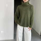 Women Winter Knitted Sweater V-neck Loose Top 1t8846