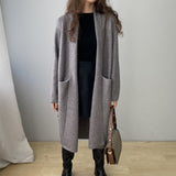 Women Cardigan Sweater Baggy Coat Lapel Cardigan Coat Mid-Length Sweater 8t7237