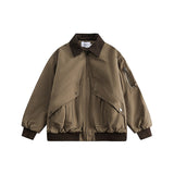 Unisex Winter Cotton Coat Corduroy Lapel Cotton-Padded Coat Vintage Loose Cotton Coat