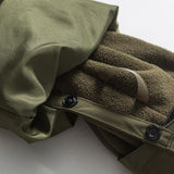 Unisex Winter Cotton Coat Velcro Decorative Hooded Cotton-Padded Coat Retro Warm Three-in-One Cotton-Padded Coat