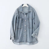 Women Jacket Spring and Autumn Leisure Snowflake Denim Shirt Jacket Coat