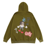 Men Hoodie Cartoon Puff Print Oversize Hip Hop Retro Couple Hooded Sweater