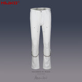 MIJKO Mens Vintage Pants Chain Decorative Casual Denim