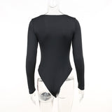 Women Jumpsuit Autumn Sexy Square Collar Long Sleeve Jumpsuit