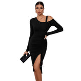 Women Dress off-Shoulder Autumn and Winter Sheath Long Sleeve Sexy Dress