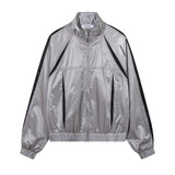 Women Jacket Outdoor Jacket Coat Loose Stand Collar Long Sleeve Sports Trench Coat