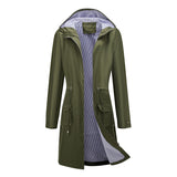 Women's Trench Coat Autumn Long Casual Trench Coat Women's Waterproof Hooded Straight Coat