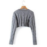 Women Sweater Knitwear V-neck Pullover Sweater Cropped Midriff-Baring Knitted Sweater Top