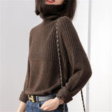 Women Knitted Pullover Turtleneck Autumn Sweater Loose Base Shirt